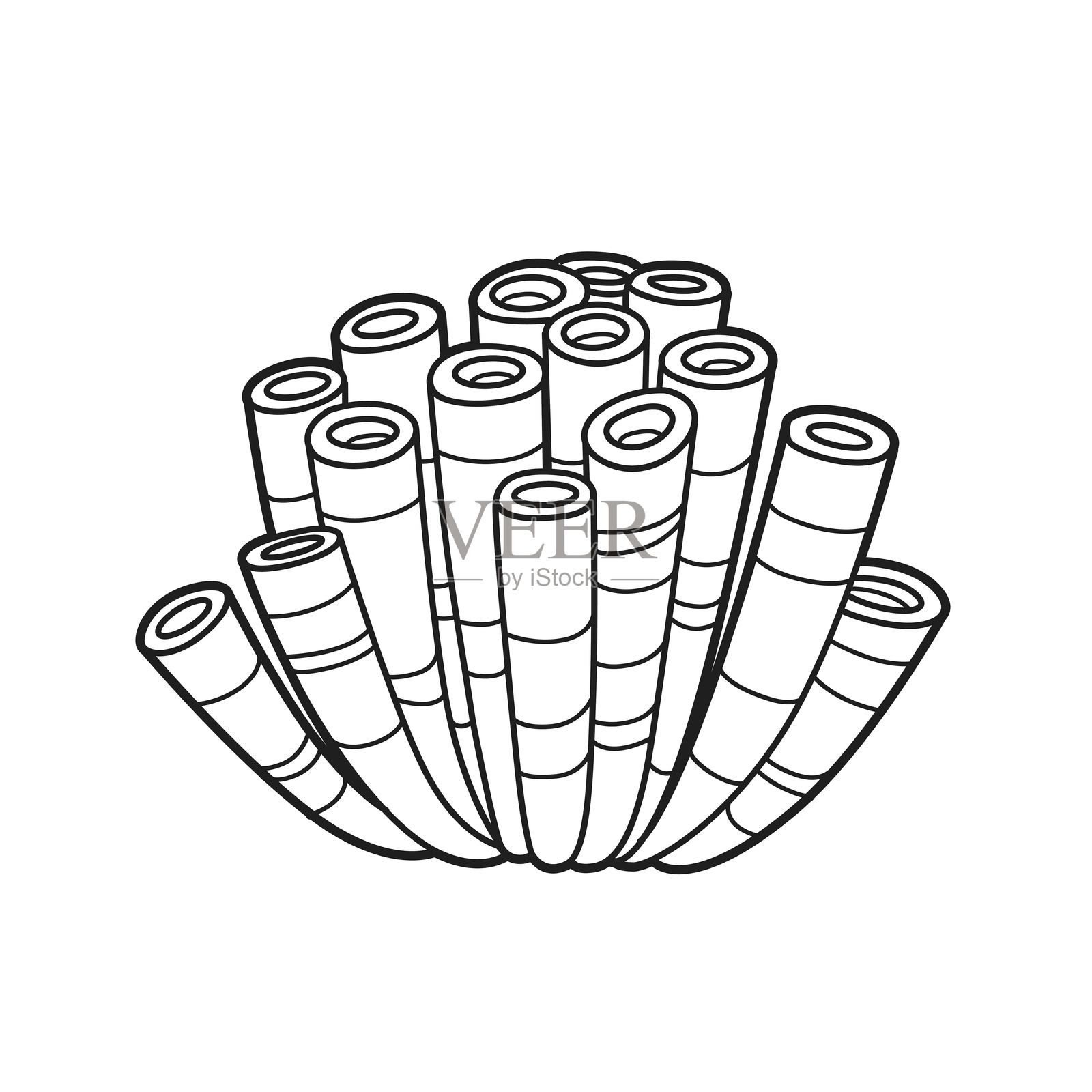 大薄高海绵涂色书线条画，背景为白色插画图片素材