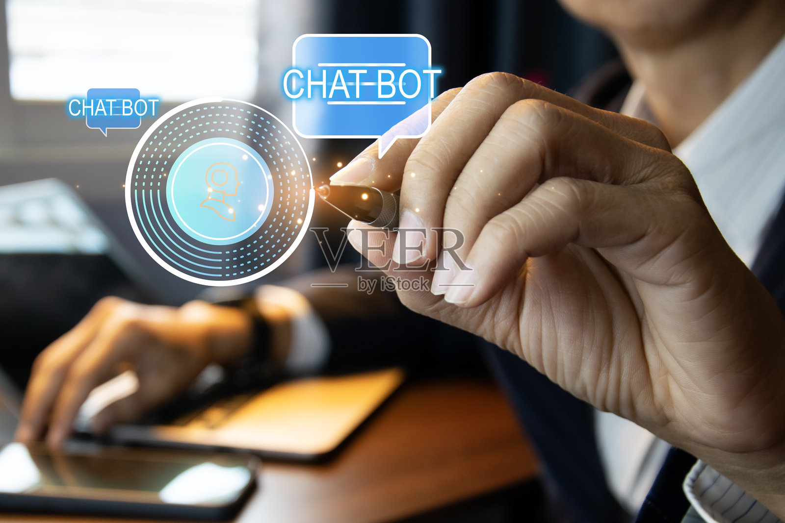 聊天机器人商业概念 人工智能 智能数字聊天机器人 聊天机器人照片摄影图片