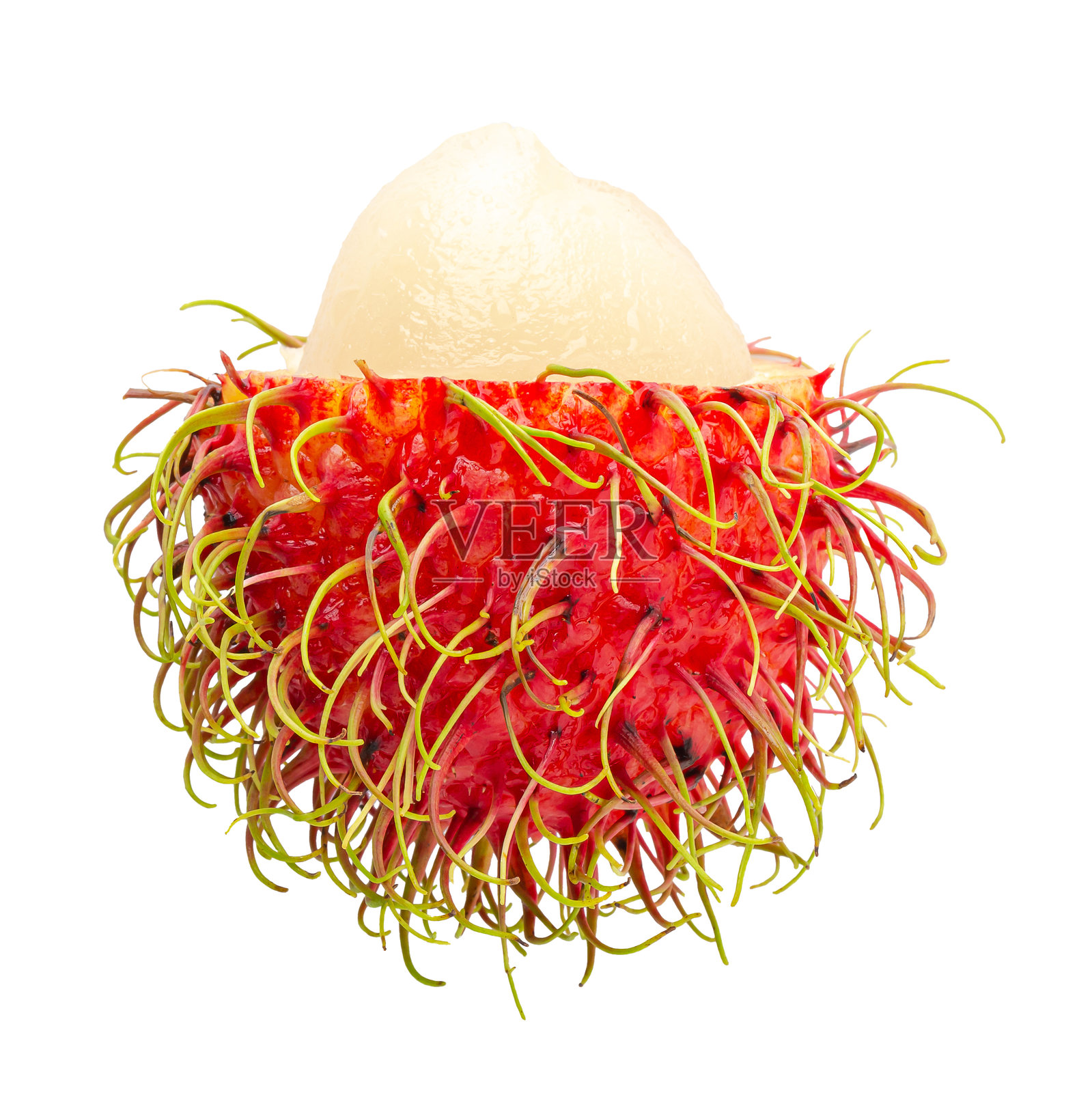 红毛丹，甜美的水果，孤立在白色背景上。照片摄影图片