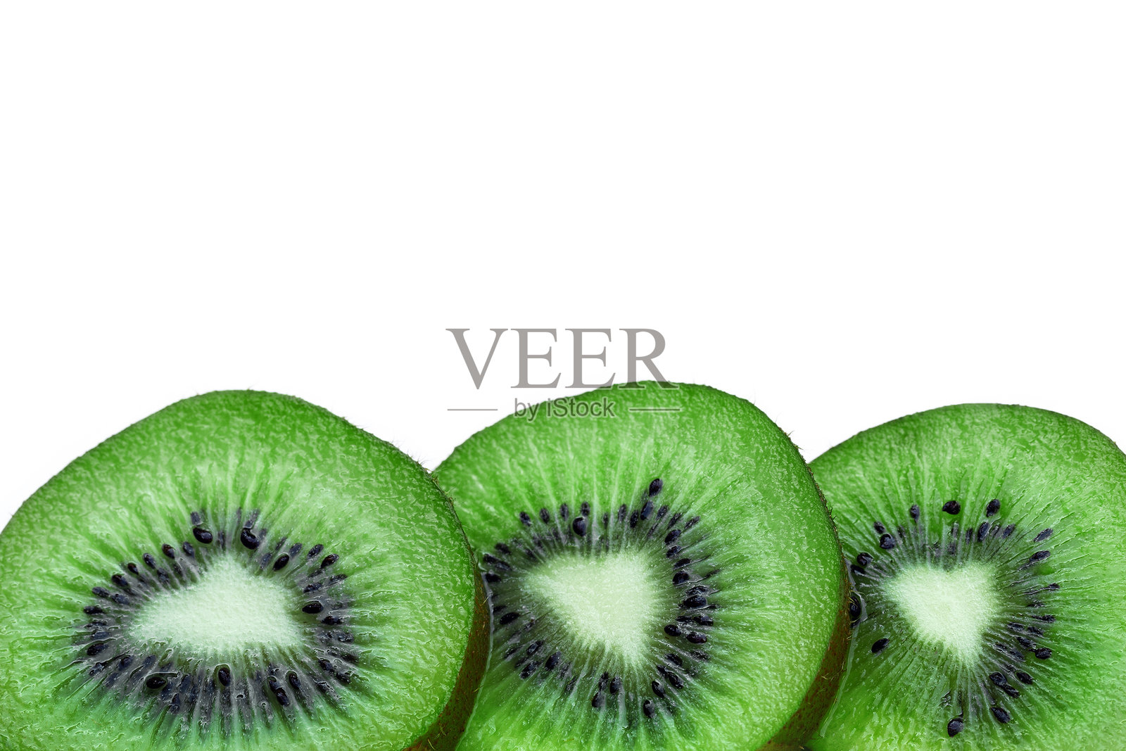 孤立在白色背景上的奇异果切片。照片摄影图片