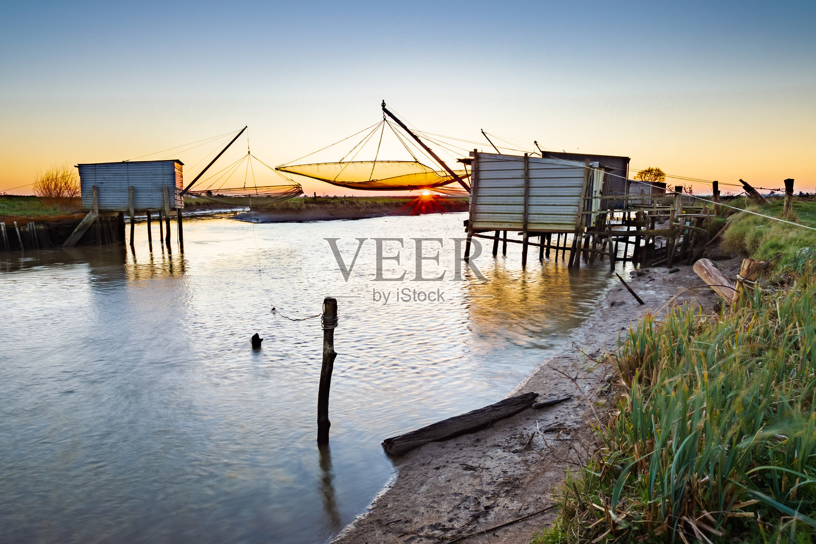 布因的布列塔尼沼泽渔业照片摄影图片