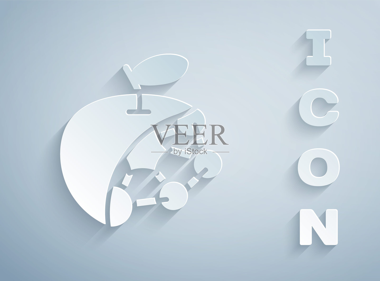 纸雕生物结构图标，背景为灰色。转基因生物和食品。纸艺风格。矢量图。插画图片素材