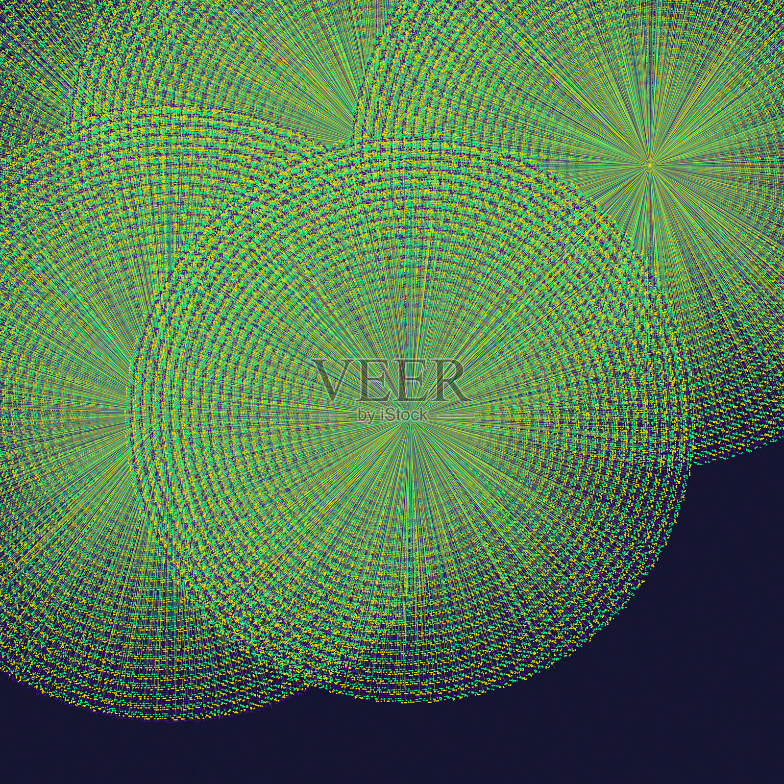 抽象背景，巨大的霓虹风扇由五彩斑斓的点组成插画图片素材