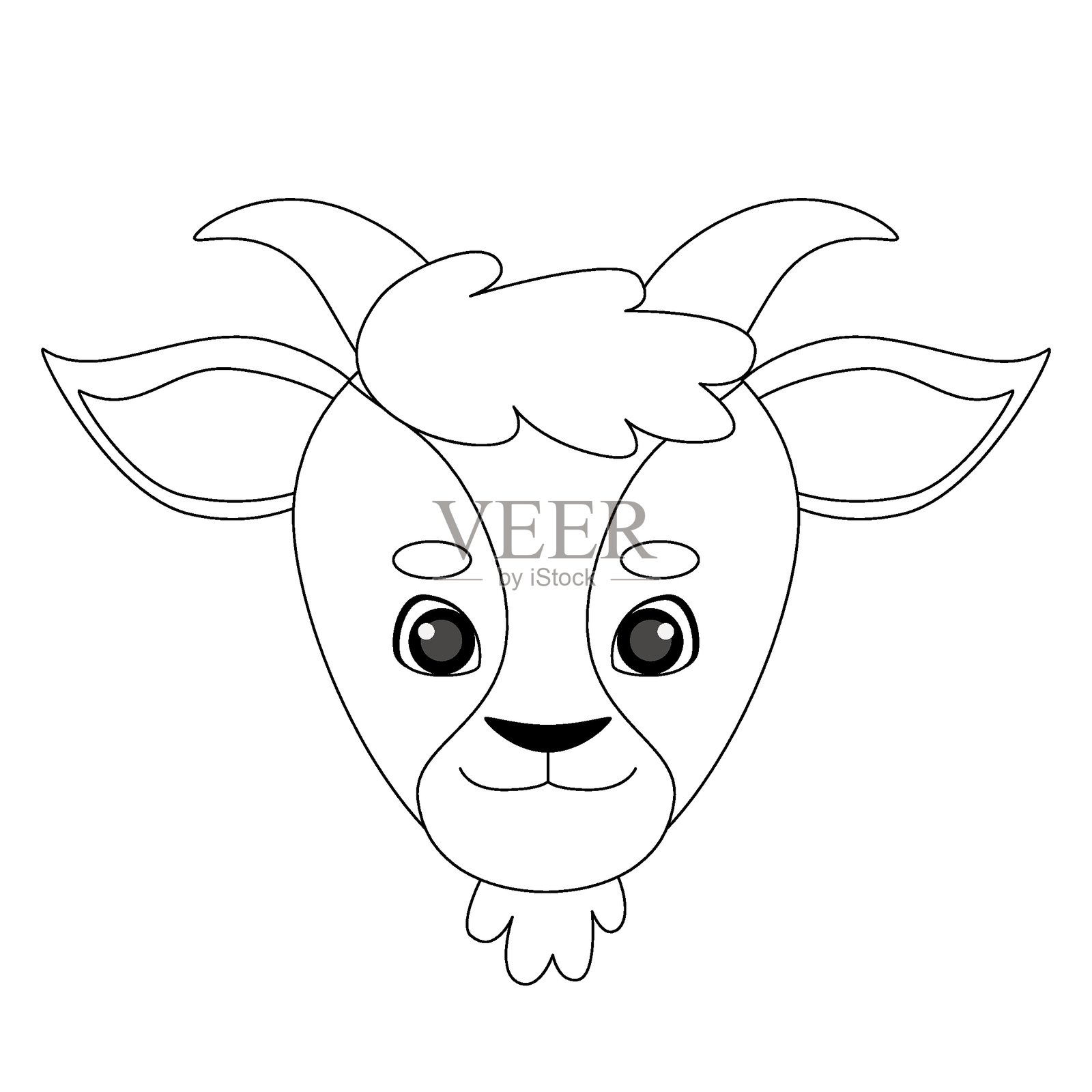 动物头部着色插画图片素材