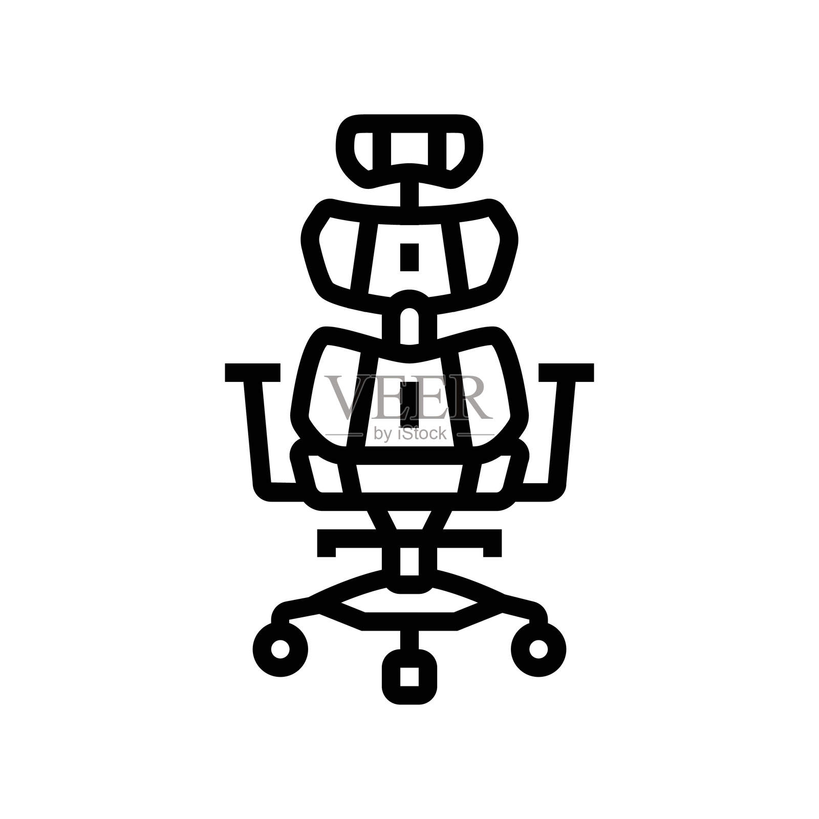 人体工学游戏椅 游戏电脑 线条图标 矢量插图插画图片素材