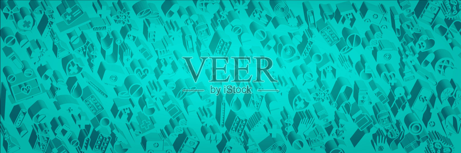 现代风格的3D医学符号。彩色背景上的医疗图标。医疗矢量立体图案。插画图片素材