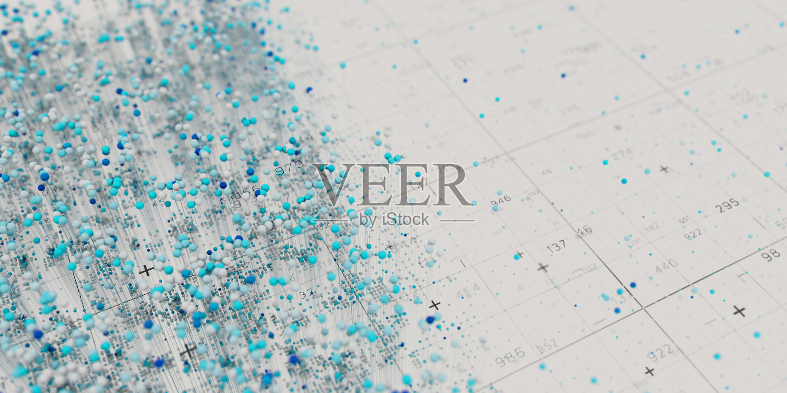 抽象数据集群可视化。人工智能技术神经模式。数字信息展示，未来感图表。照片摄影图片