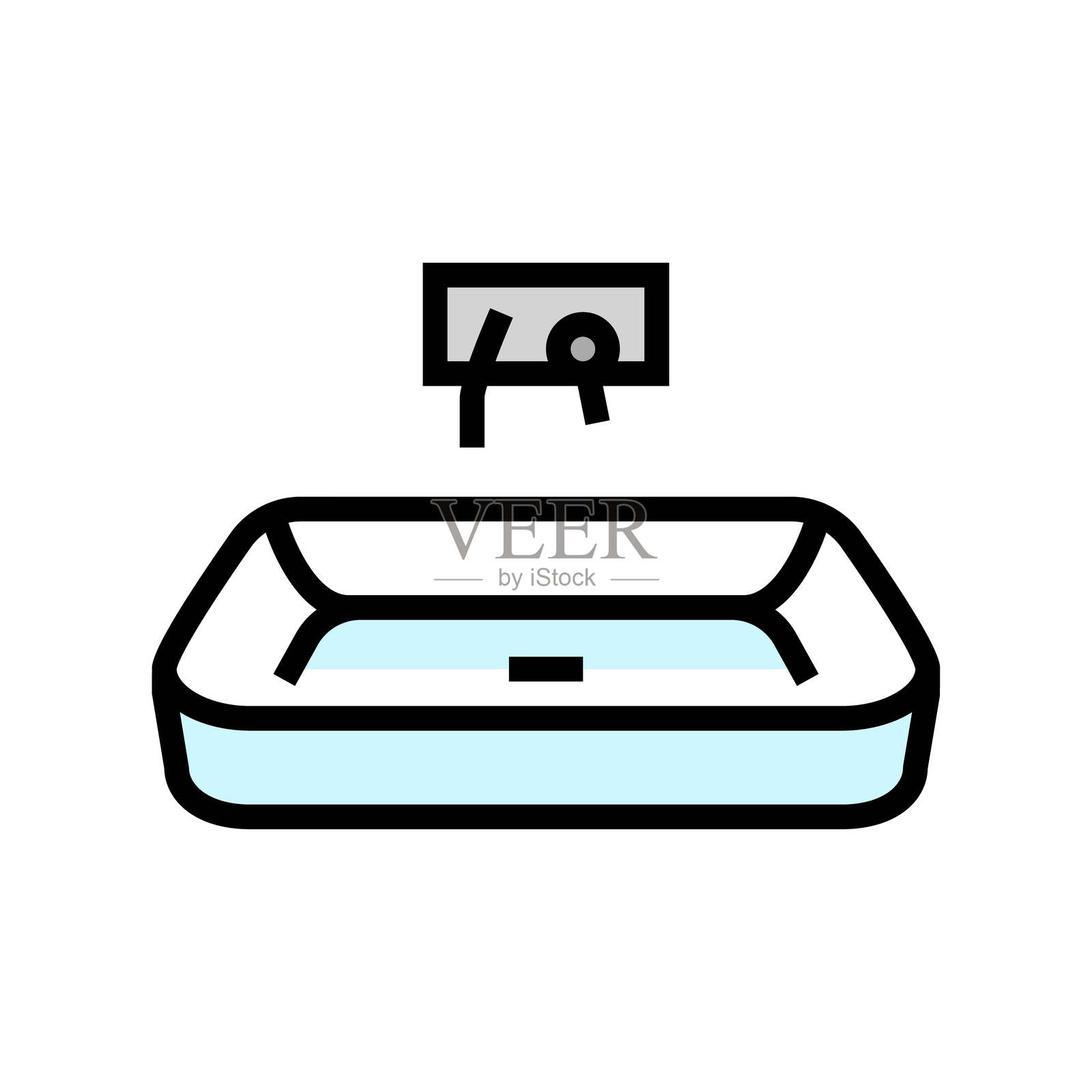 洗手盆 彩色图标 矢量插图插画图片素材