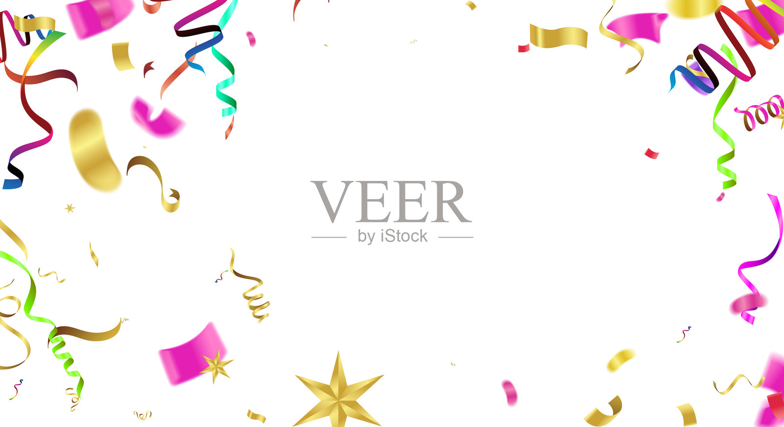 庆祝背景与五彩缤纷的彩纸屑 矢量插图插画图片素材