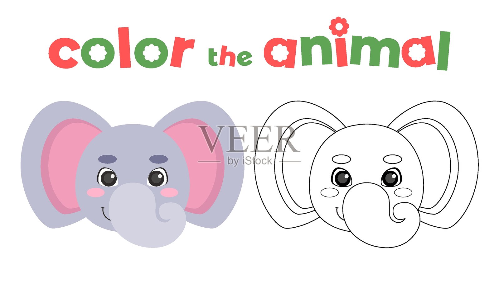 动物头部着色插画图片素材