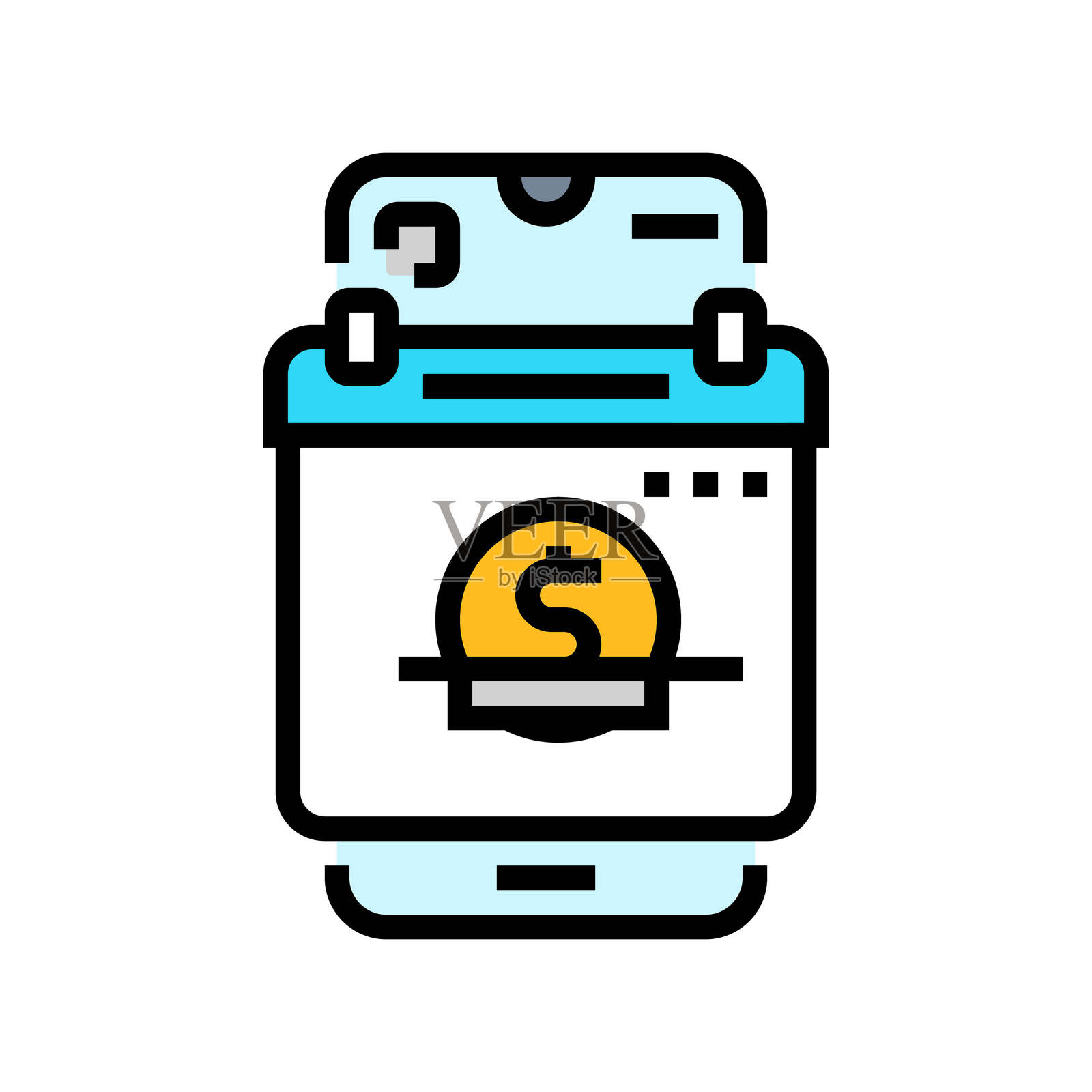 订阅式汽车共享服务彩色图标矢量插图插画图片素材