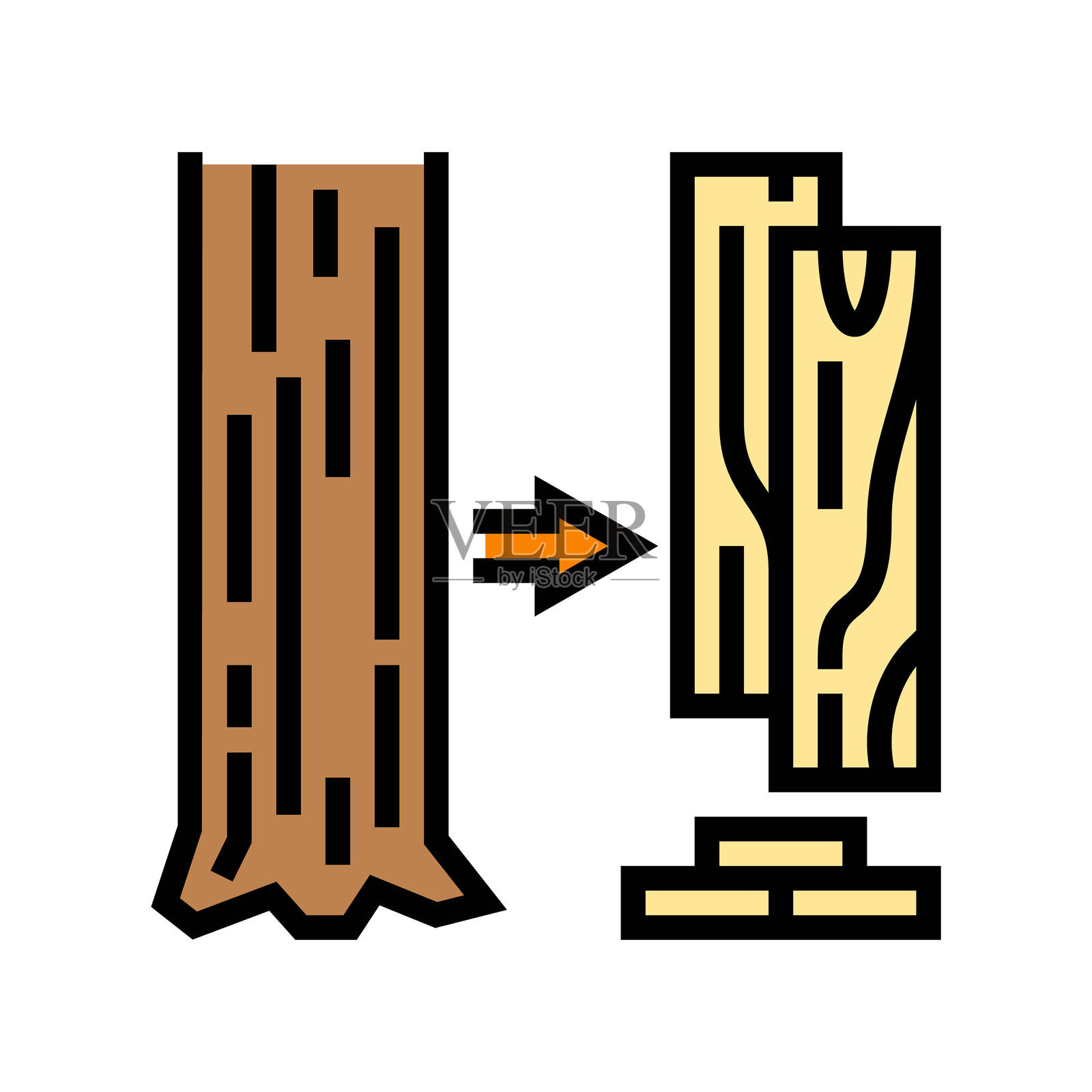 木材切割框架构造彩色图标矢量插图插画图片素材