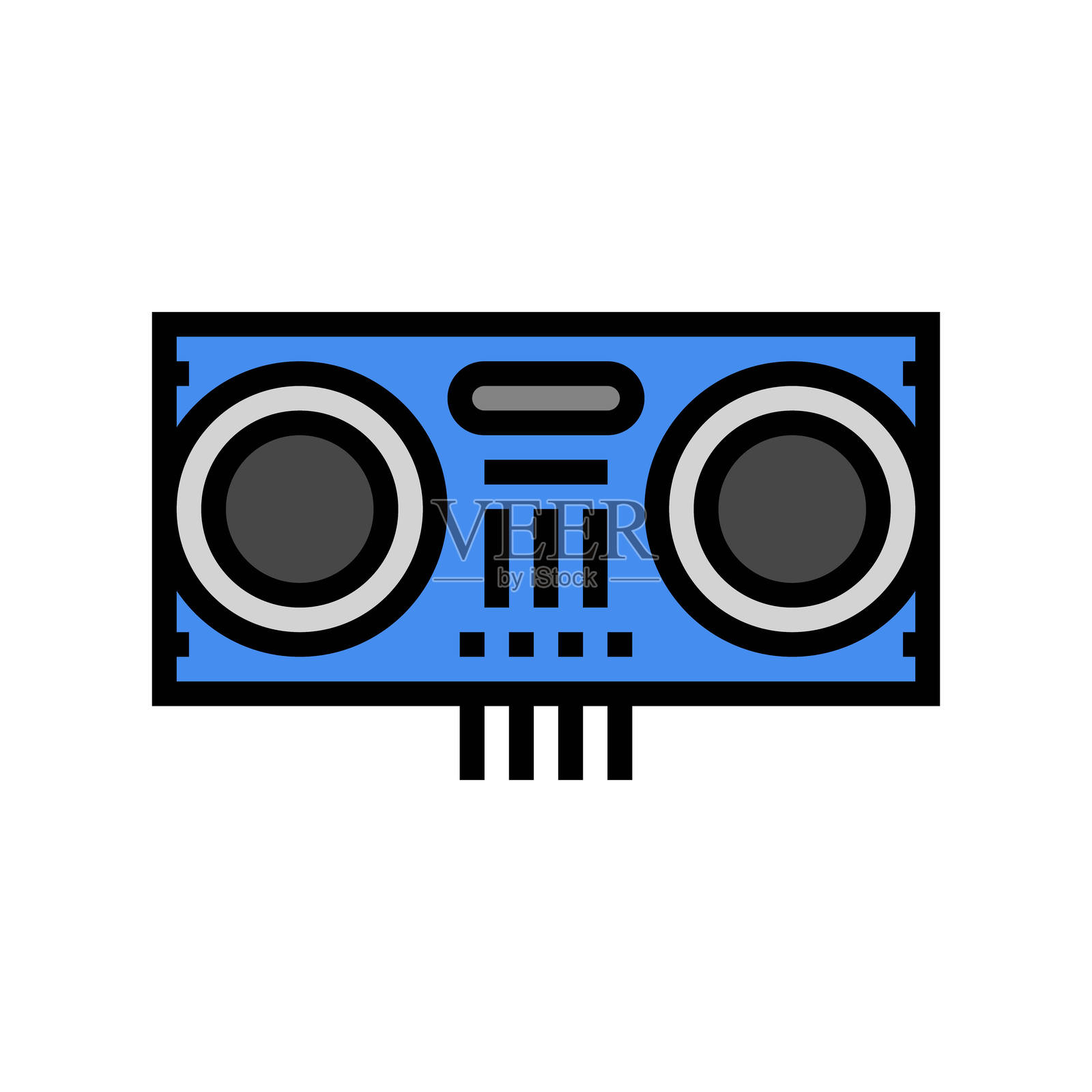 超声波距离传感器彩色图标矢量插图插画图片素材