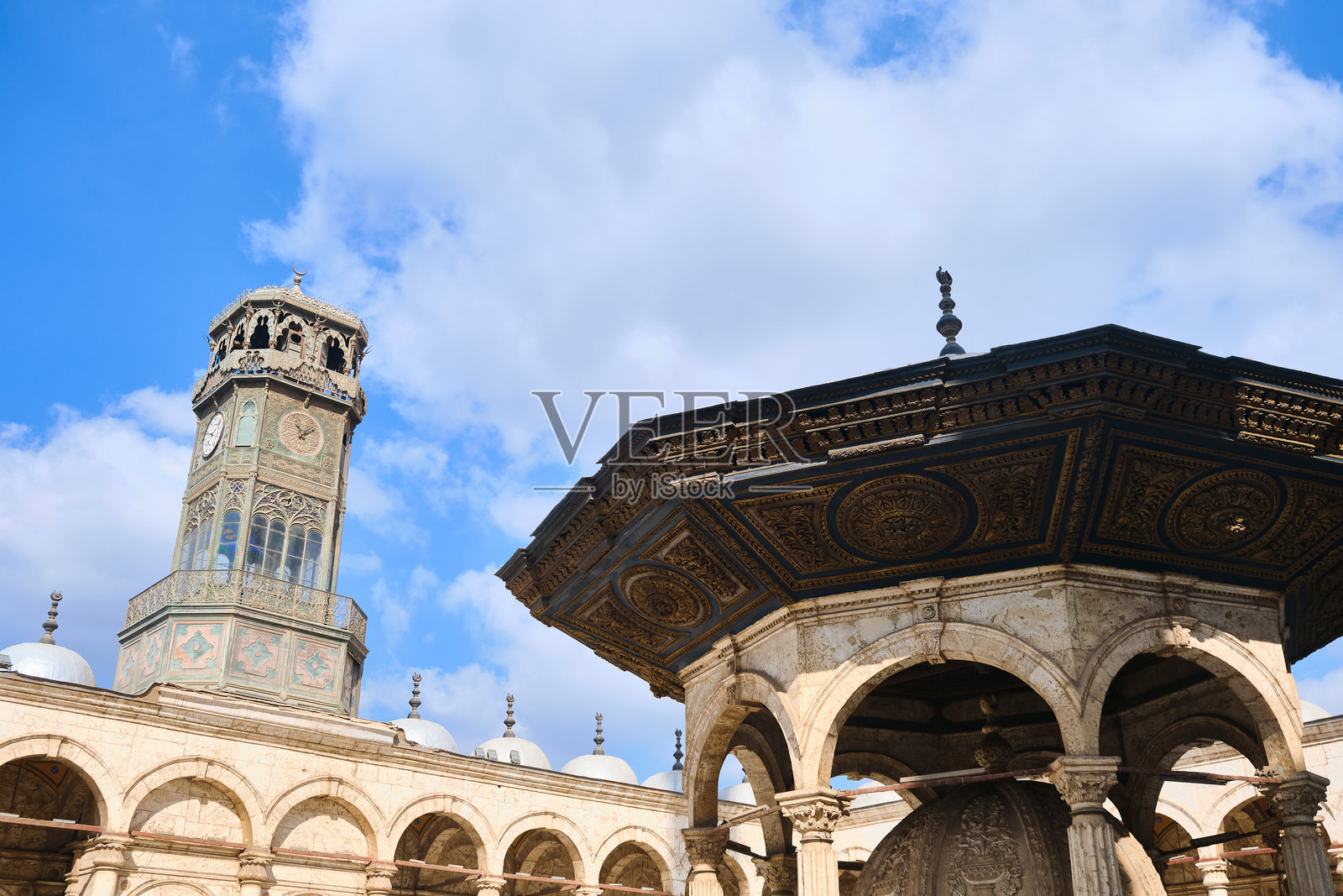 开罗的白色石膏清真寺照片摄影图片