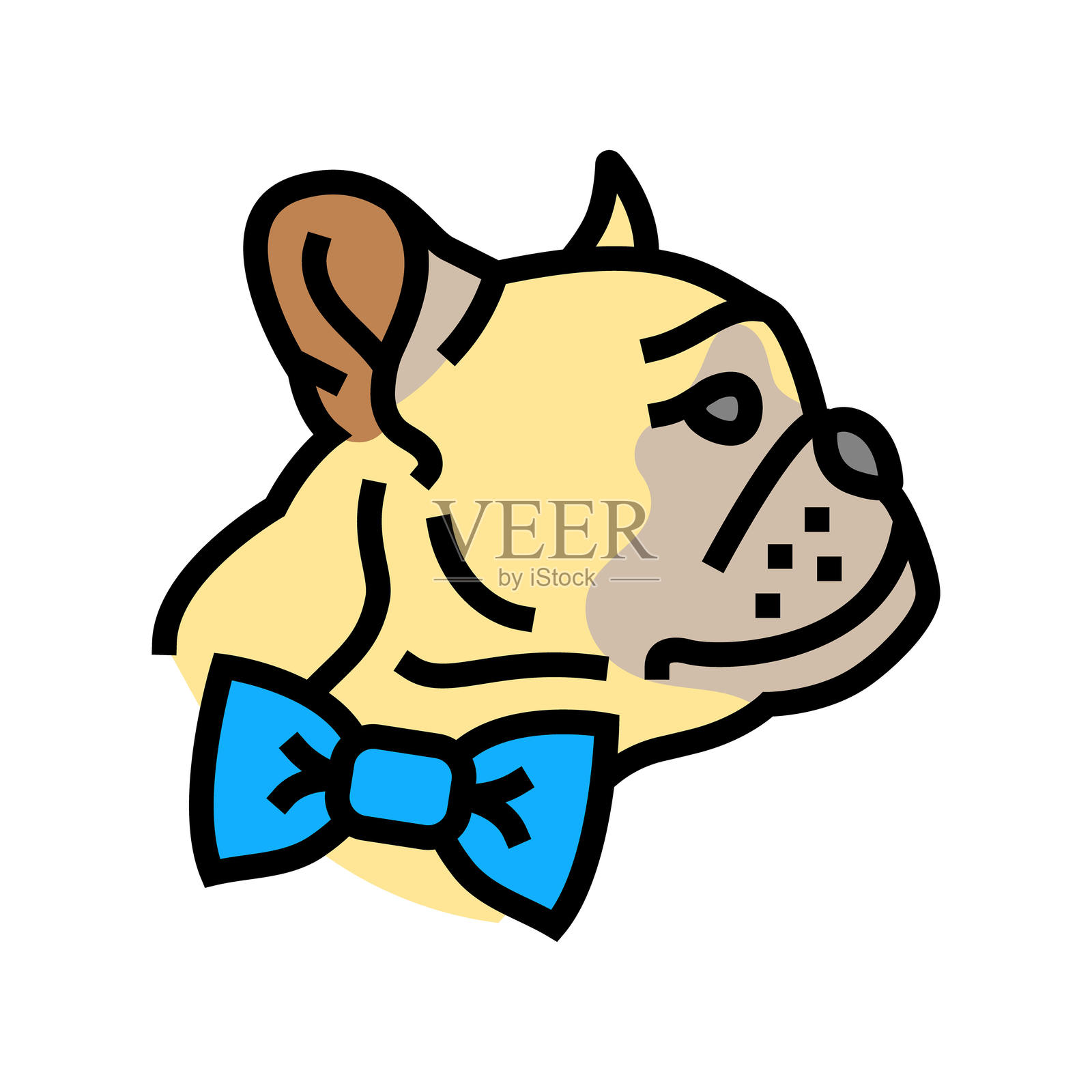 领结狗比赛秀彩色图标矢量插图插画图片素材