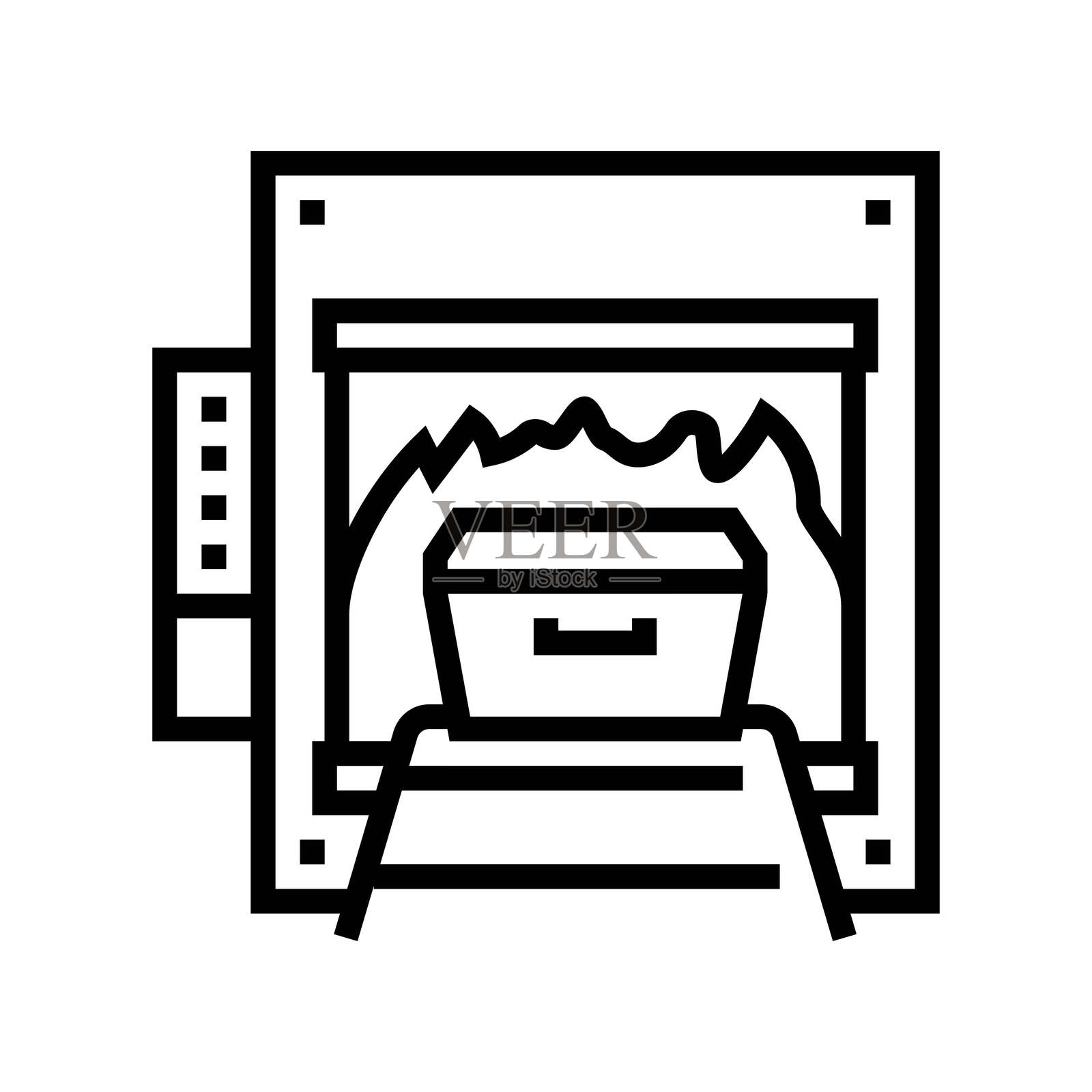 火葬死亡线条图标矢量插图插画图片素材