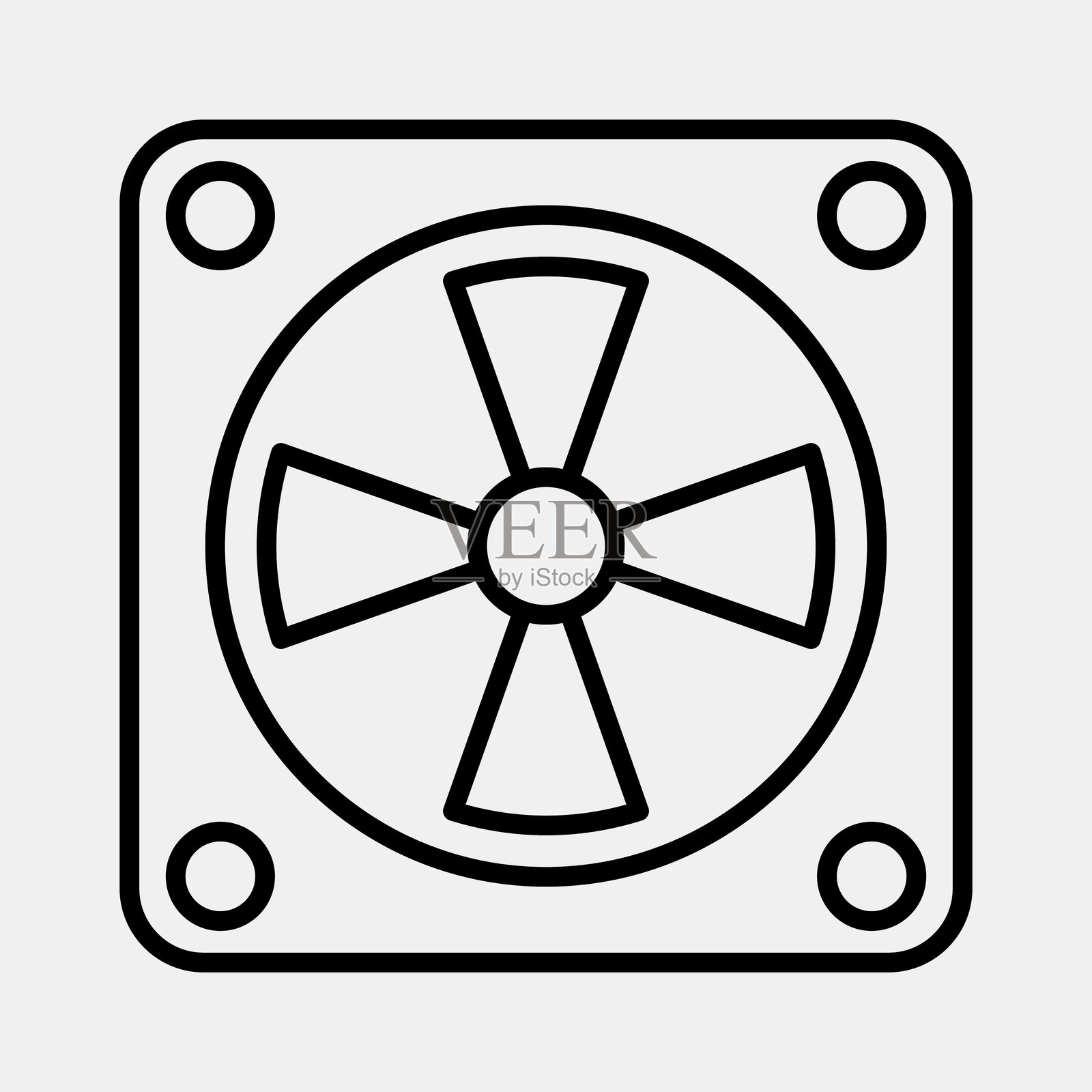 图标冷却风扇。计算机组件元素。线条风格图标。插画图片素材