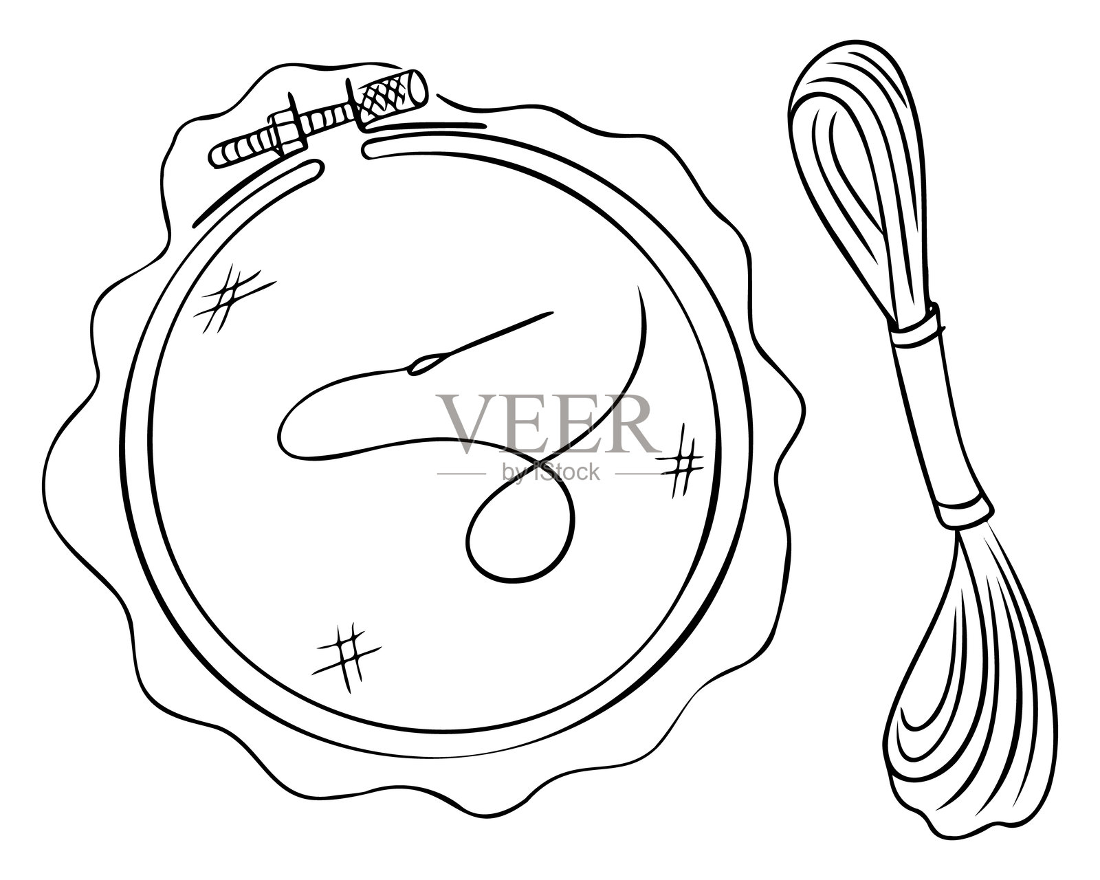 手绘刺绣圈与针插画图片素材