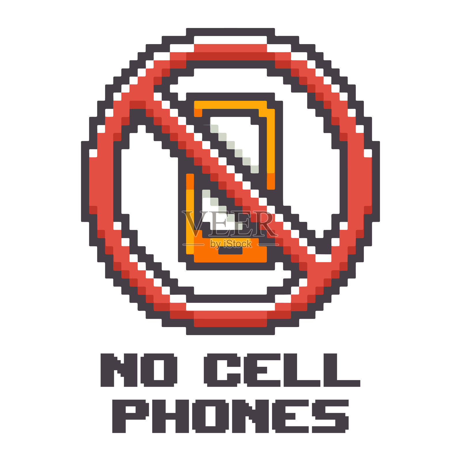 像素艺术设计中的禁止使用手机标志插画图片素材