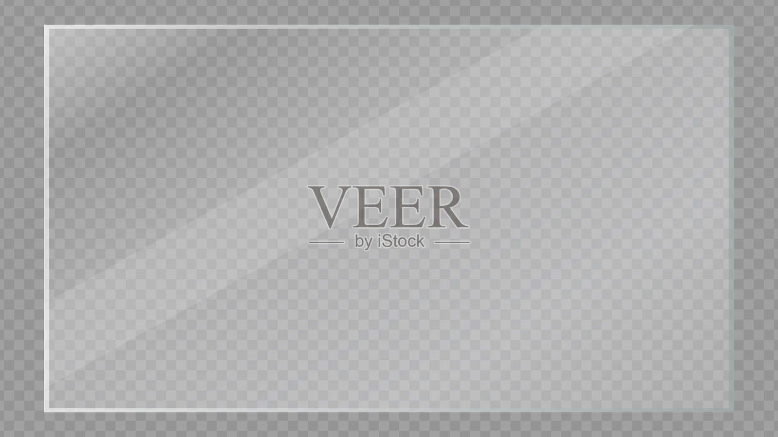 透明玻璃面板在透明背景上呈现对角反射插画图片素材