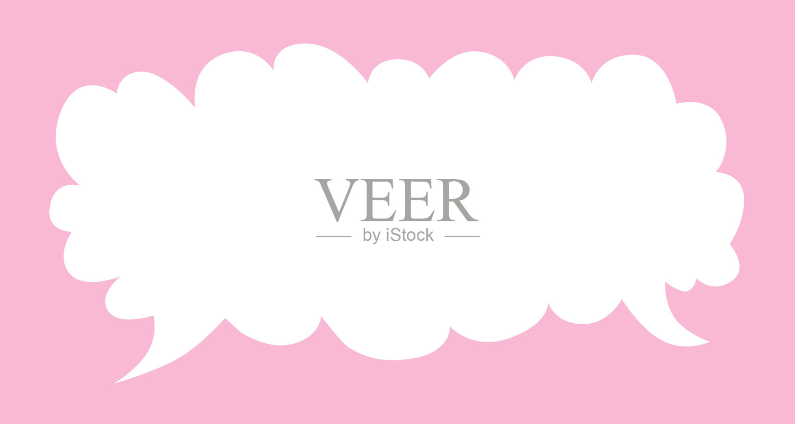 一个白色对话思维泡泡在明亮的粉色背景上插画图片素材