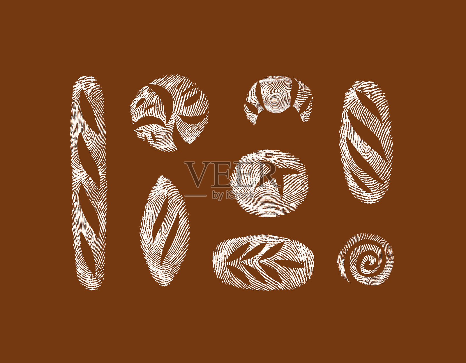 面包指纹收集陶土插画图片素材