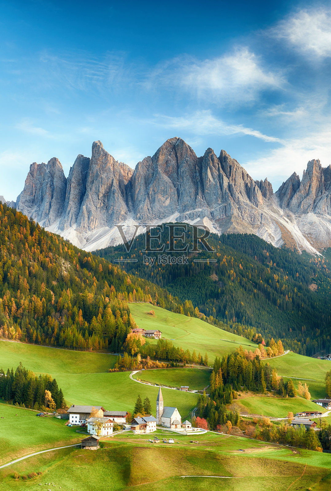 意大利多洛米蒂山脉的美丽风景 - 圣马达莱娜照片摄影图片