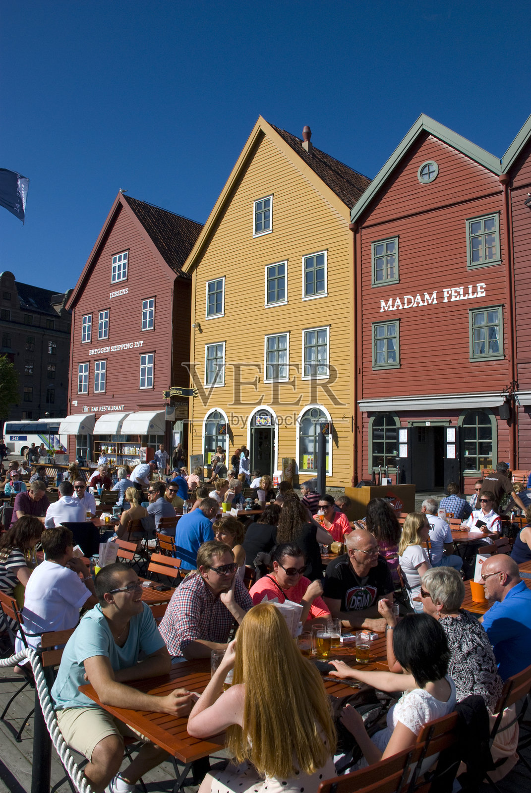 卑尔根的布吕根，前汉萨同盟的房屋照片摄影图片