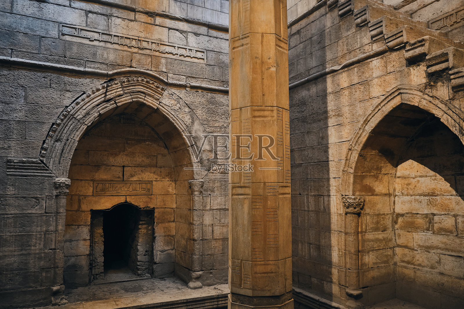 开罗罗达岛上的尼罗米特测量轴照片摄影图片