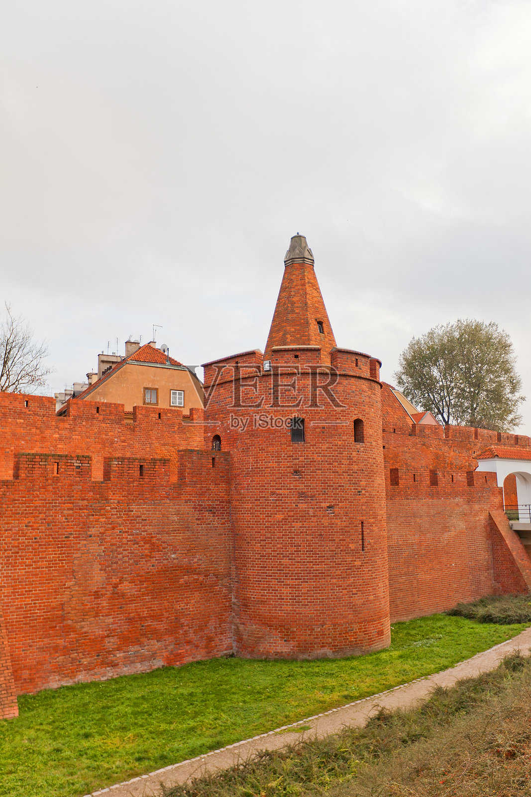 波兰华沙市的防御墙（约16世纪）照片摄影图片