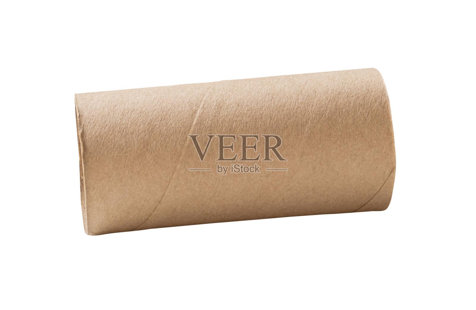 用完纸的纸巾纸芯或卫生纸管的侧视图，孤立在白色背景上，带有抠图路径。照片摄影图片