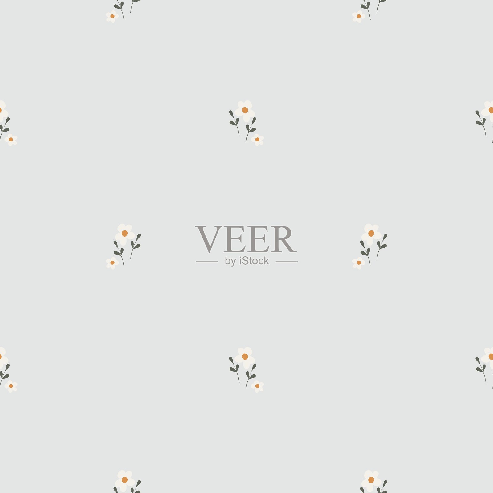 冷色调的无缝精致花卉图案插画图片素材