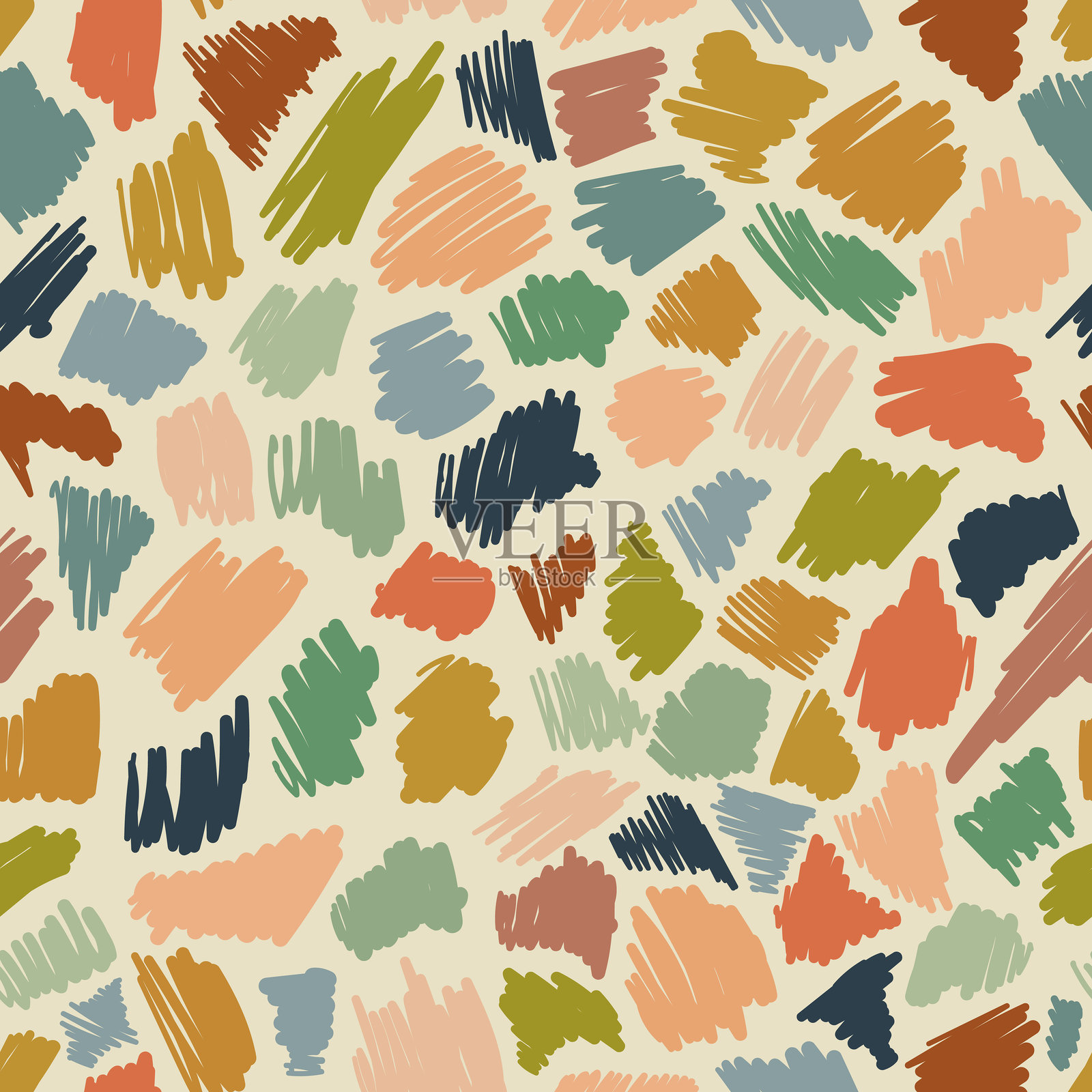 创意极简手绘抽象艺术磨砂无缝图案，带有色彩斑斓的笔触抽象背景插画图片素材