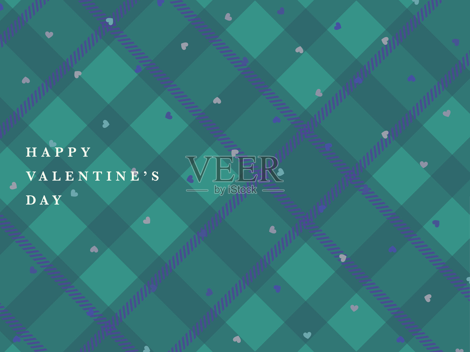 红色格子背景与心形图案插画图片素材