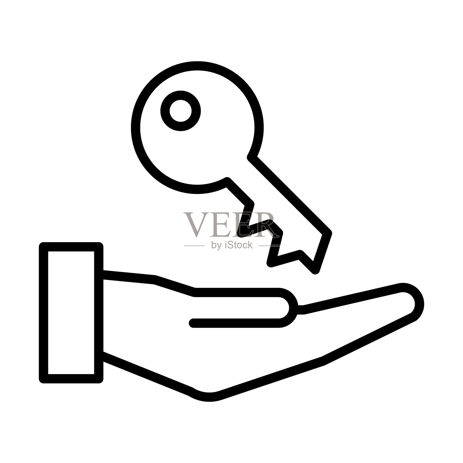 物业转让中交钥匙的线条图标插画图片素材