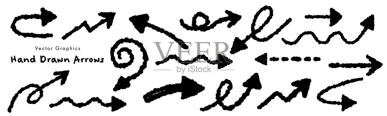 手绘风格箭头套装插画图片素材