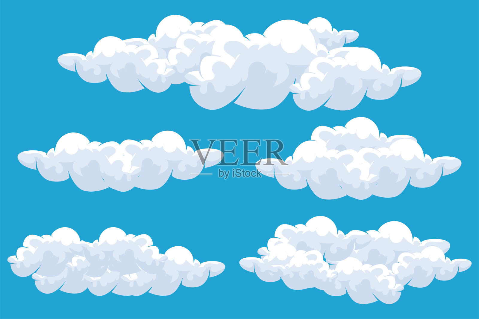 简单极简风格的云朵壁纸背景插图图标模板，自然风景，明亮的蓝天插画图片素材