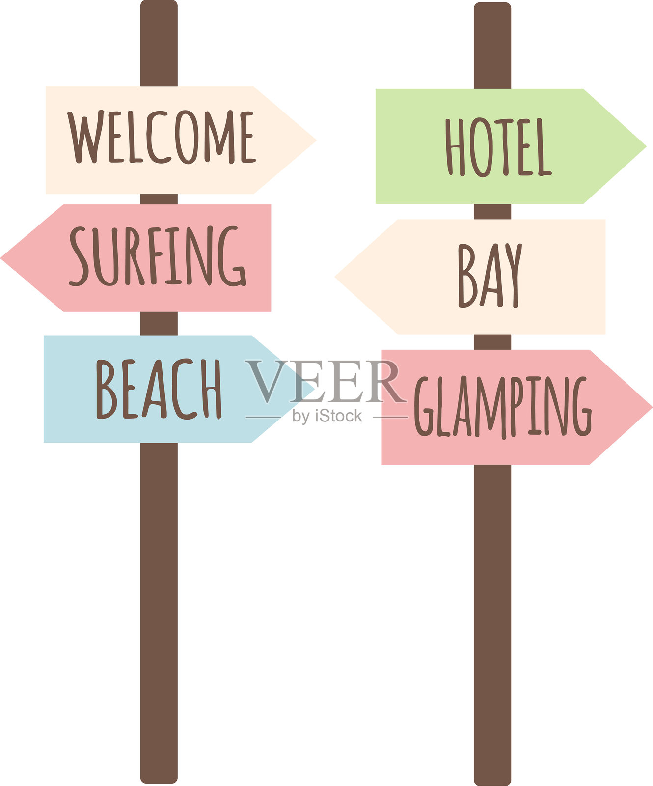 手绘多色指示器，孤立图像。夏季插图。插画图片素材