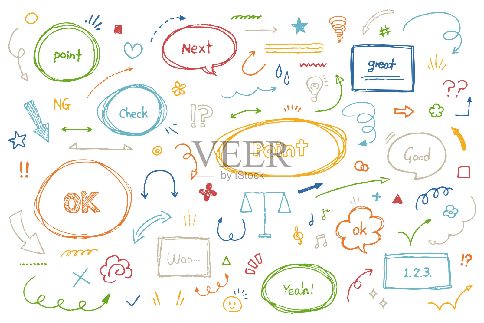 手绘涂鸦_黑板白板框架箭头涂鸦粗略插图矢量图插画图片素材