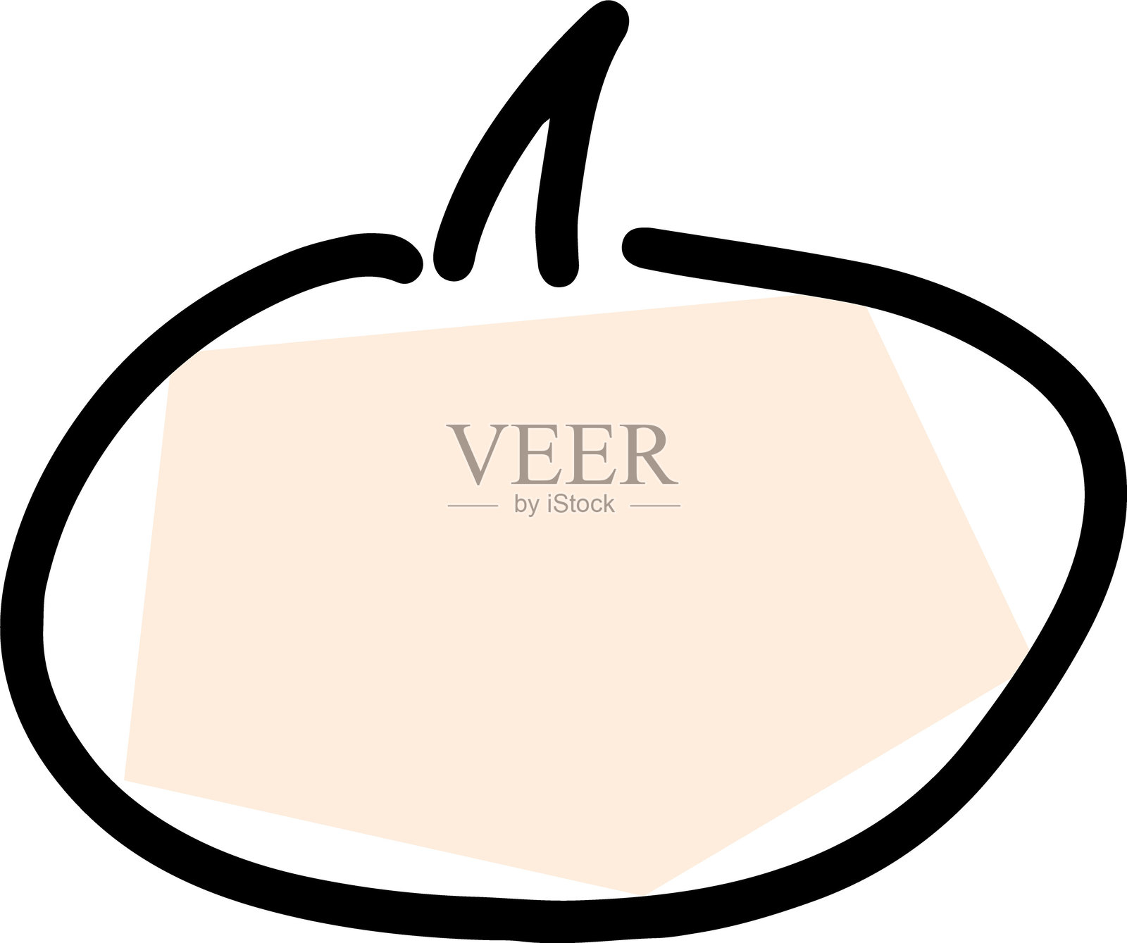 手绘的卡通椭圆形对话框，厚黑线勾勒，内部填充浅粉色，呈多边形形状。插画图片素材