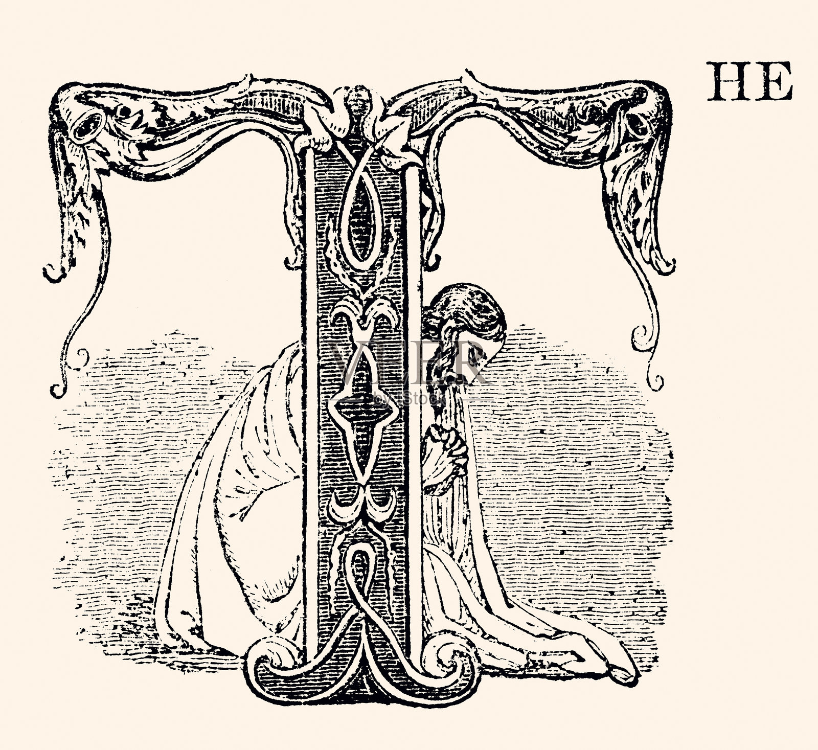 字母T：祈祷，设计元素 xxxl插画图片素材