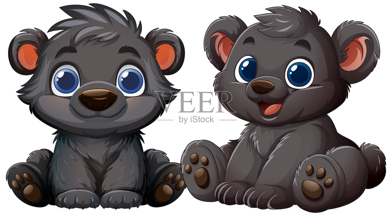 可爱的熊宝宝们坐在一起插画图片素材