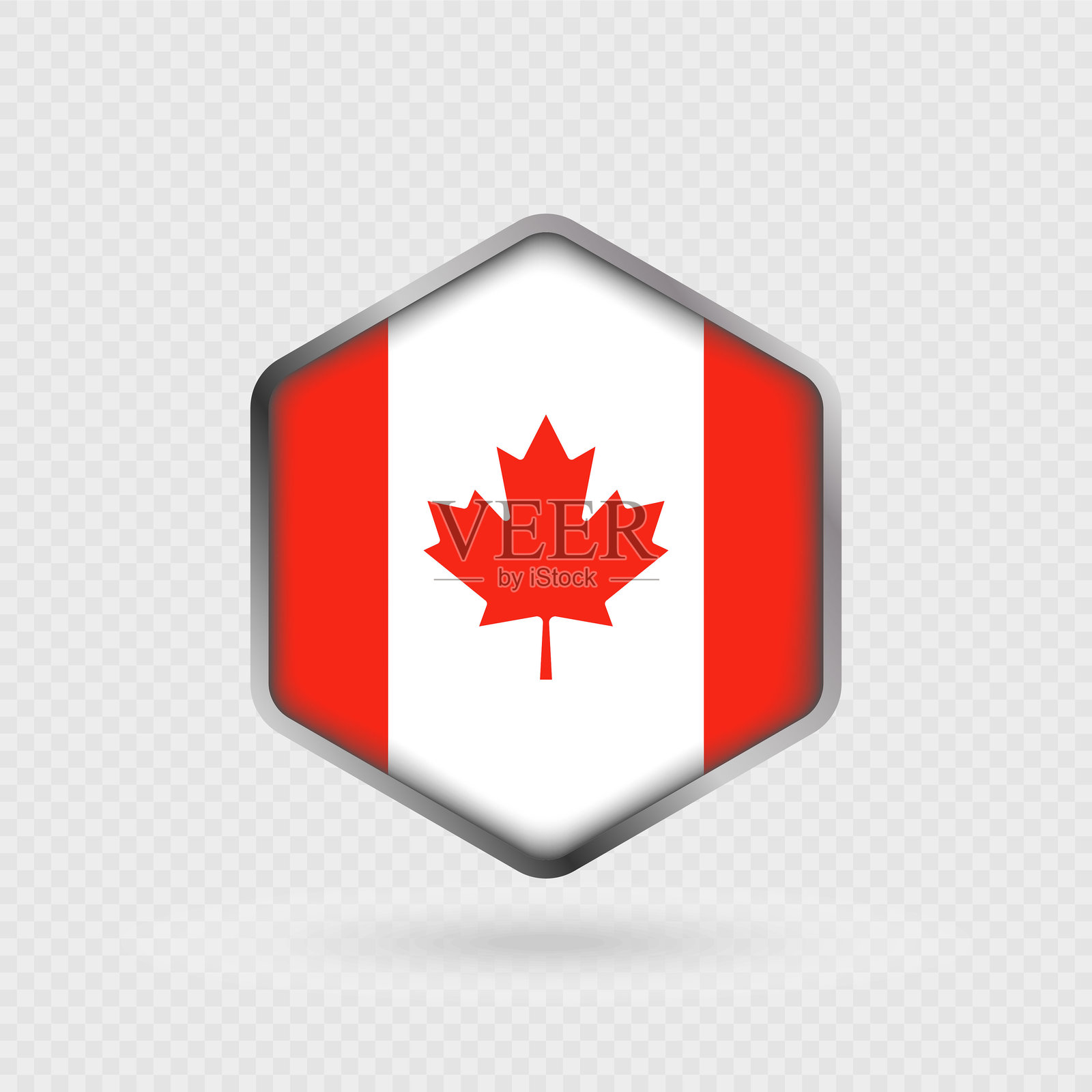 六边形形状的加拿大国旗图标。插画图片素材