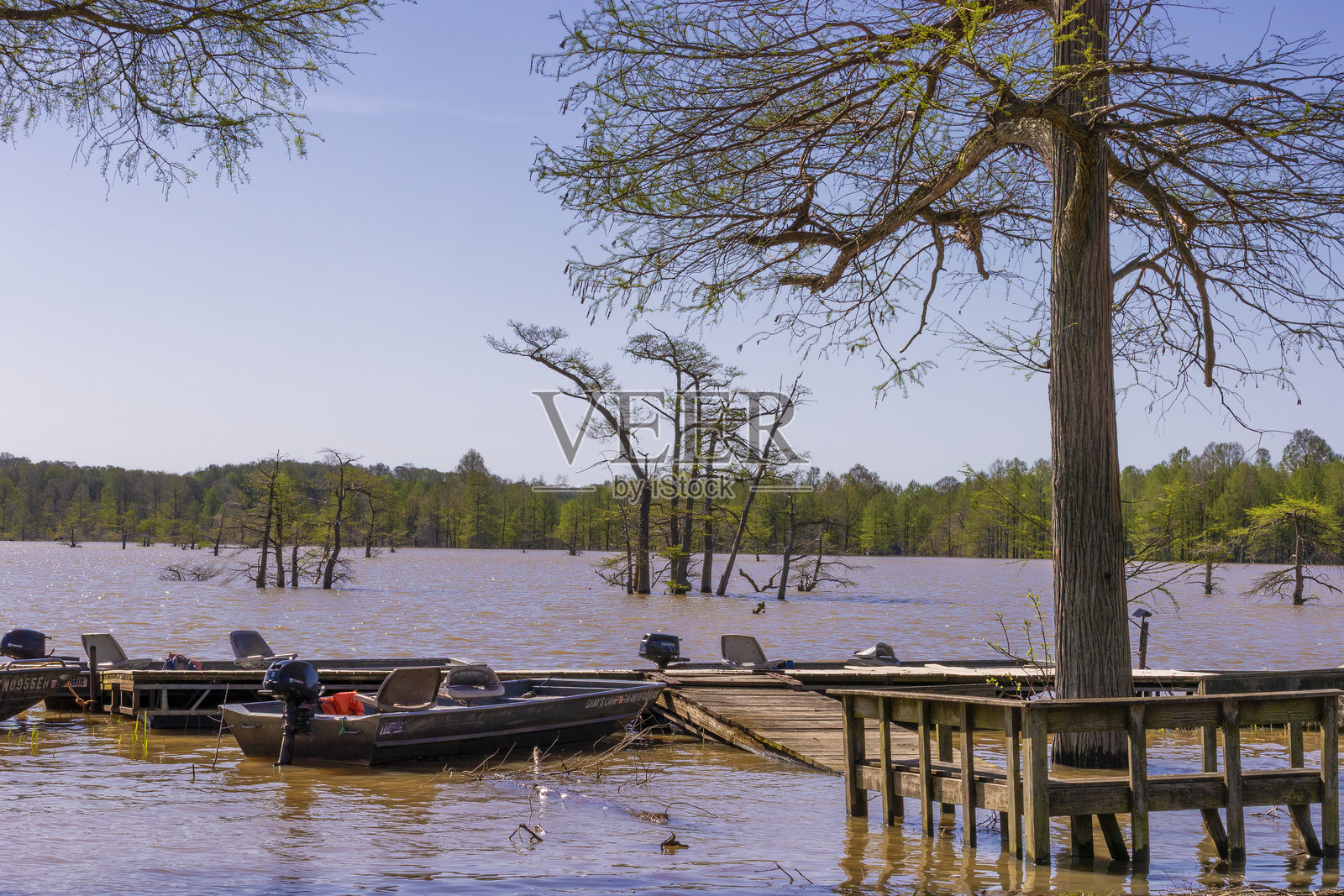 美国田纳西州春季洪水中的里尔福特湖照片摄影图片