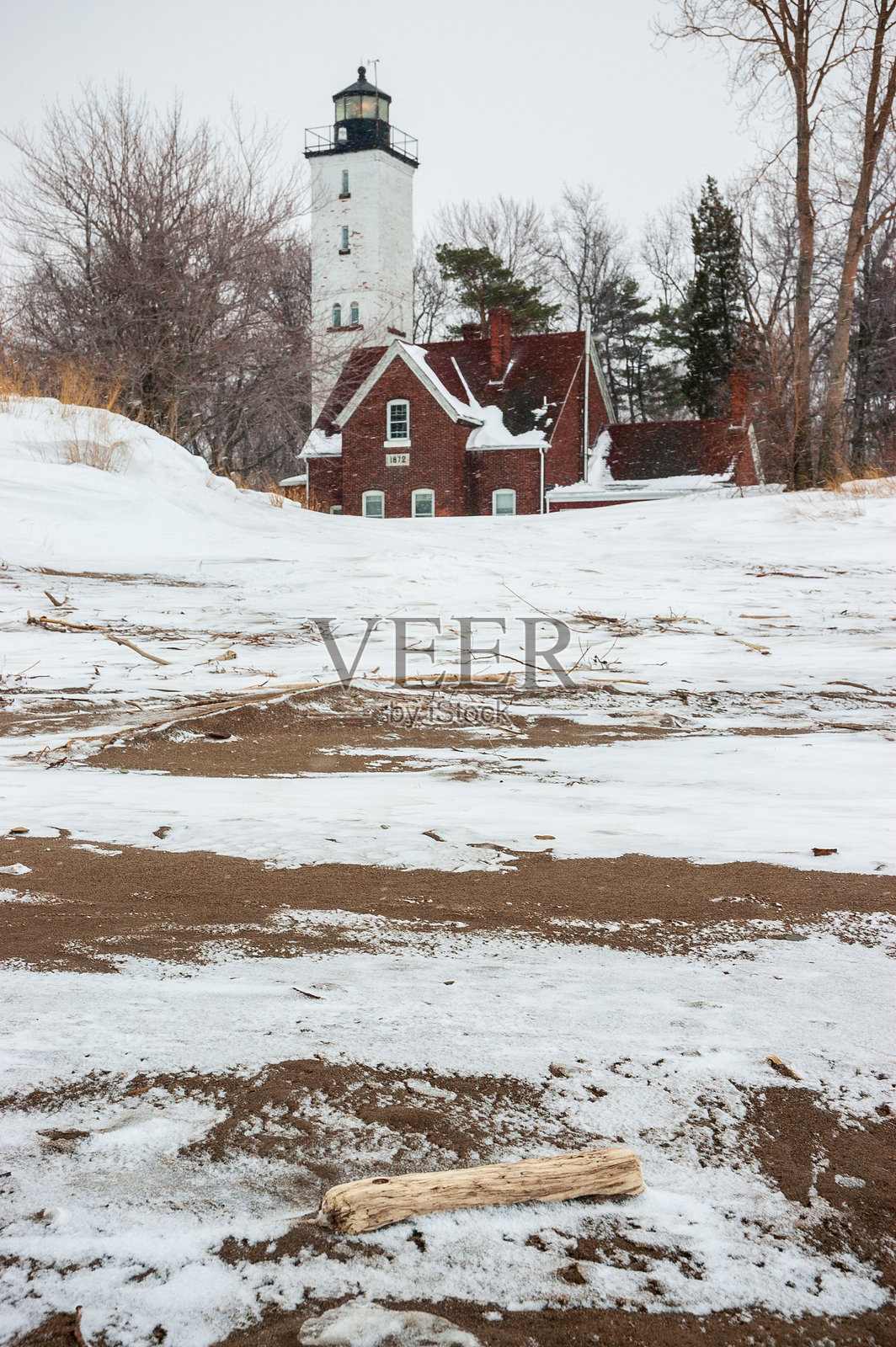 普雷斯克岛州立公园的冰冻沙丘照片摄影图片