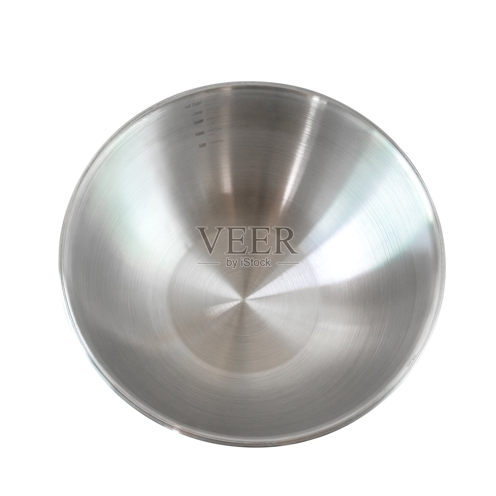 白色背景上的不锈钢空碗照片摄影图片