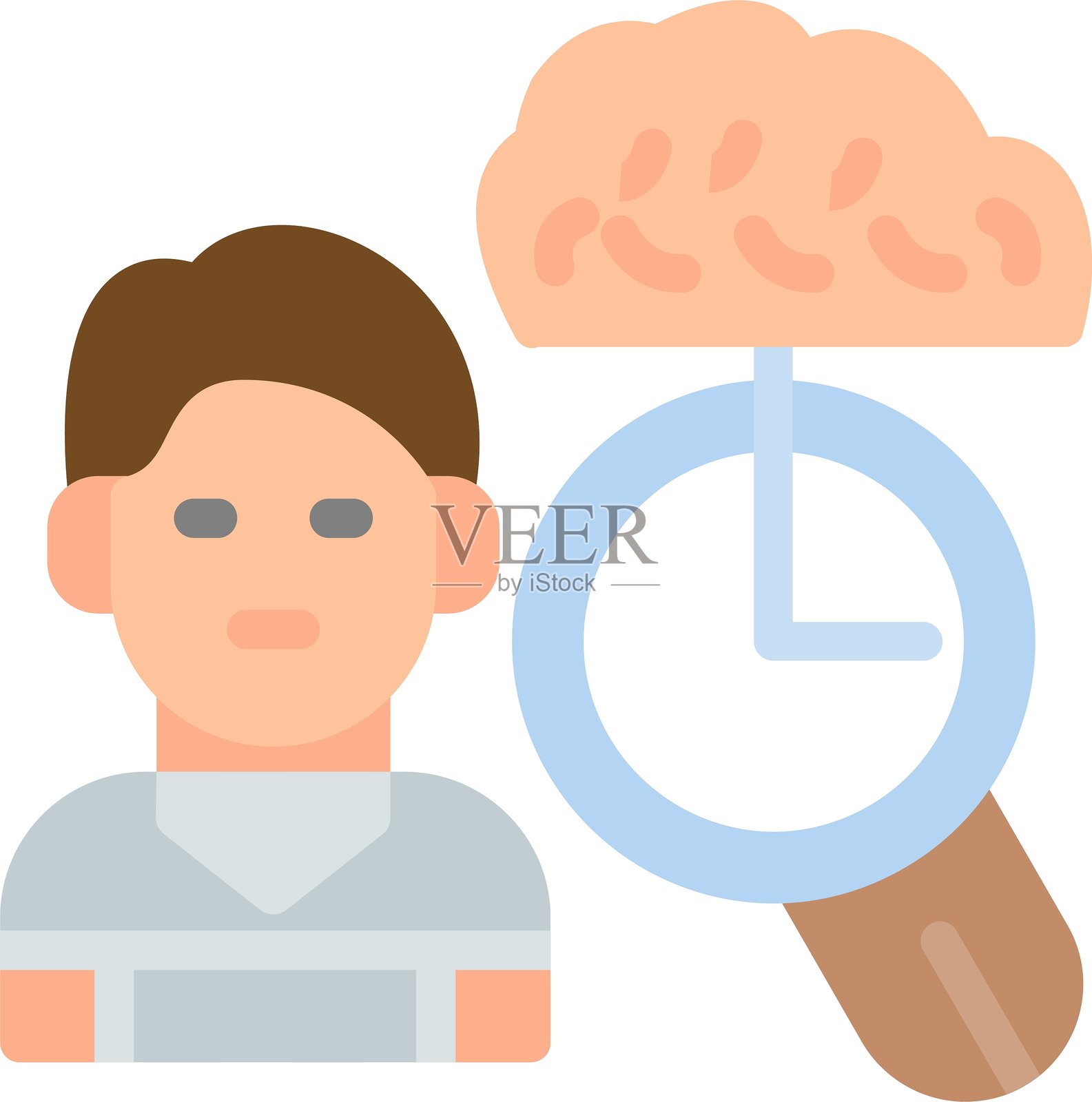 神经反馈扁平图标设计插画图片素材