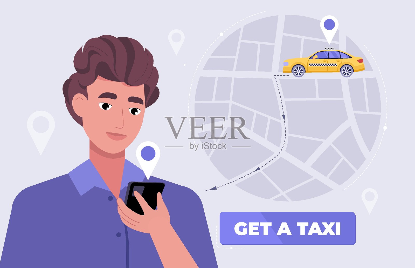 026 - 出租车插画图片素材