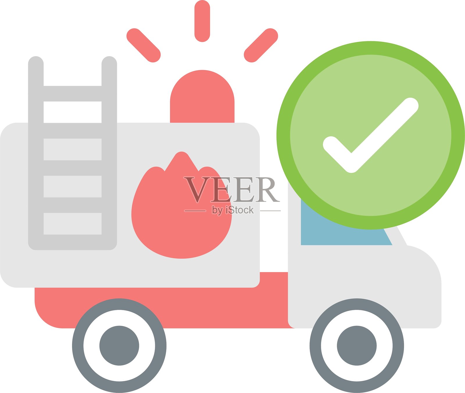 消防车扁平图标设计插画图片素材