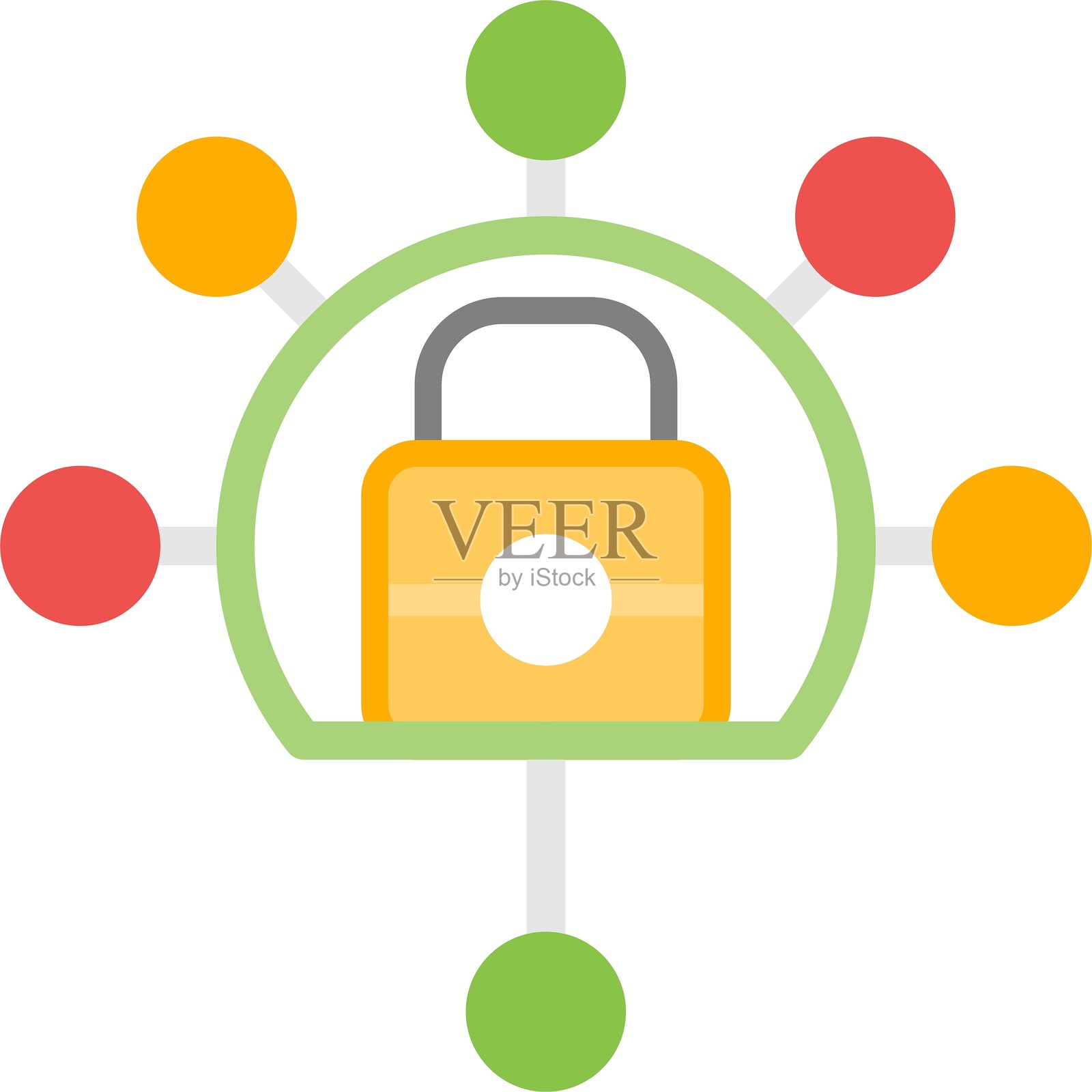 加密连接扁平图标设计插画图片素材